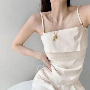 YesStyle Details Zipper-Back Almond Beige Cream Tank Top